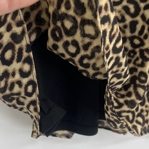 Spense Leopard Dress Sz 4 Y2K Flare Sleeve Glam party Clubwear Smocked Statement - Picture 5 of 10